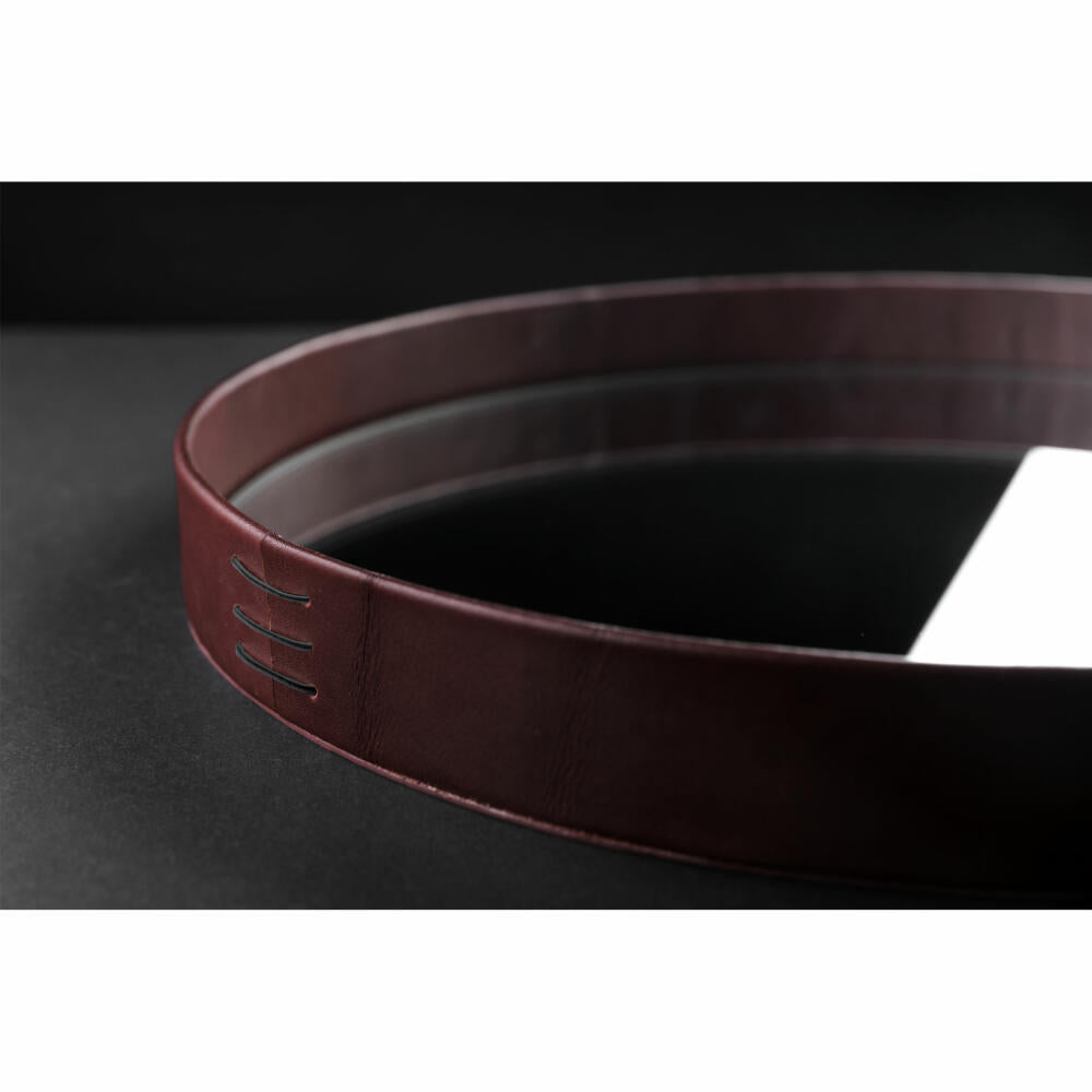 Liiton Verspiegeltes Serviertablett, Tablett, Dekotablett, Kuhleder / Spiegelglas, Ø 38 cm, L20200