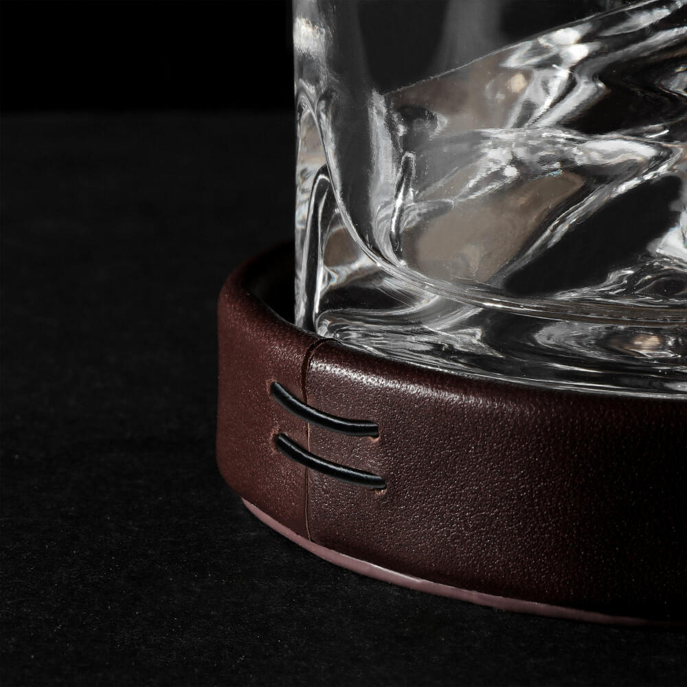 Liiton leather coasters, set of 4, glass coasters, coasters, cow leather, Ø 9.6 cm, L20300