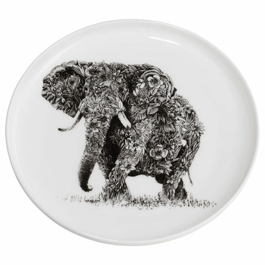 Maxwell &amp; Williams Plate Marini Ferlazzo African Elephant, Porcelain, Black, White, 20 cm, DX0526