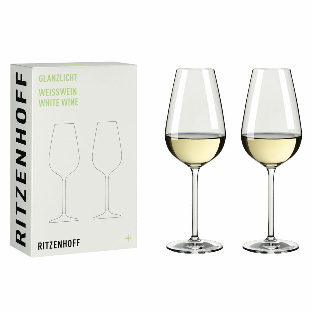 Ritzenhoff white wine glass set of 2 Glanzlicht 001, crystal glass, 362 ml, R-8011002