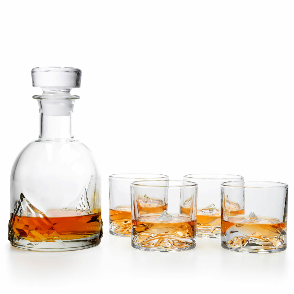 Liiton Everest Whiskeygläser mit Dekanter, 5-tlg., Whiskeyglas, Whiskey Glas, Kristallglas, L10300