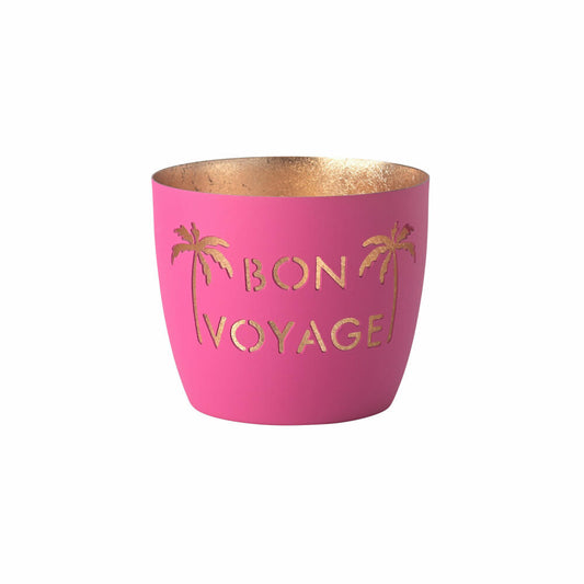 Gift Company lantern Madras Bon voyage M, tealight holder, candle holder, iron, neon purple / gold, H 8.5 cm, 1156604082