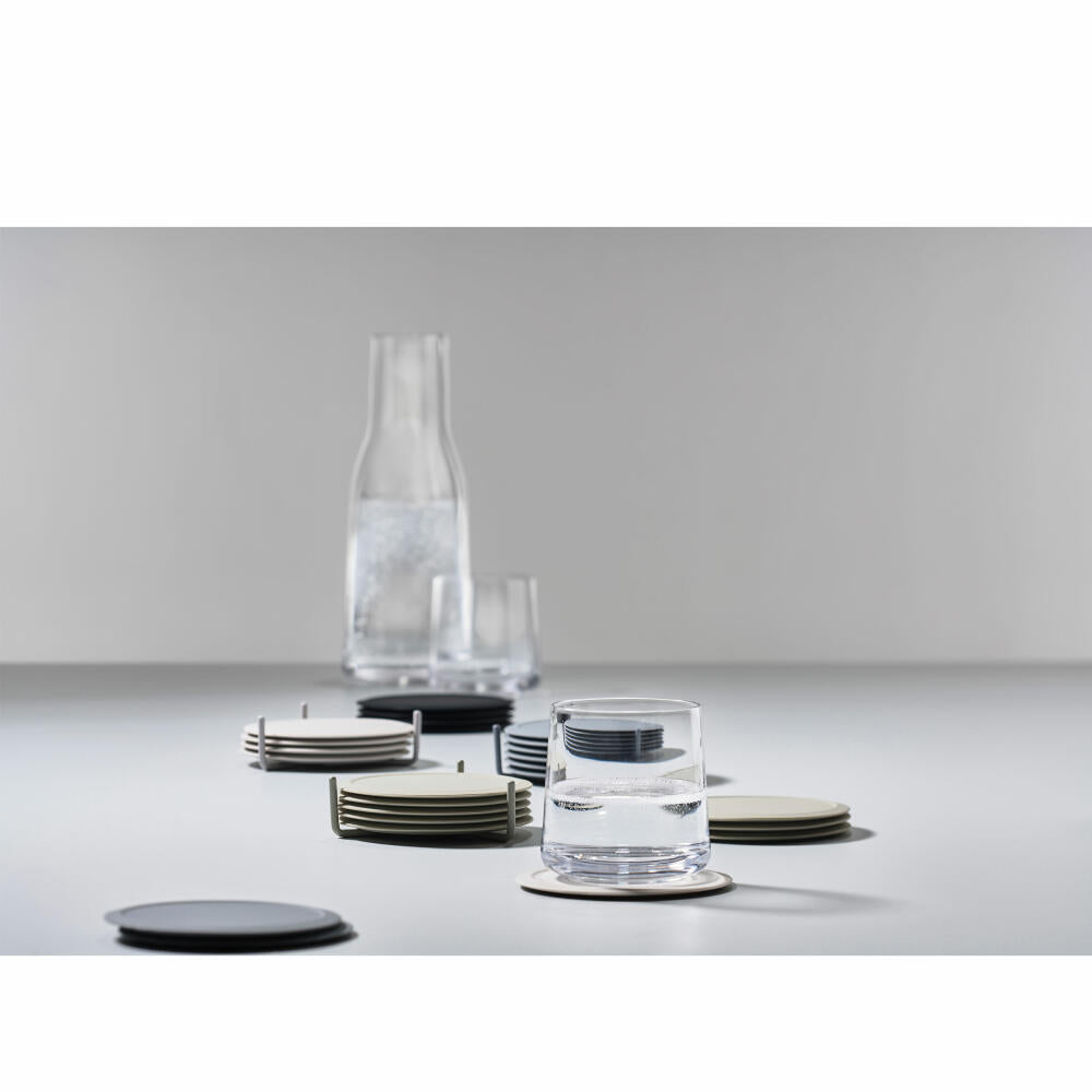 Zone Denmark Glass Coaster Singles, with Holder, Coaster, Drinks Coaster, Silicone, Cool Grey, 330304