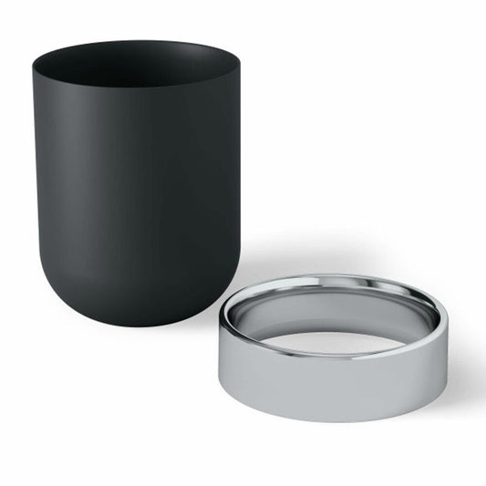 Umbra Junip Badezimmer Mülleimer, Abfalleimer, Kosmetikeimer, Badeimer, Polyresin/ Edelstahl, Schwarz, 6 L, 1009275-152
