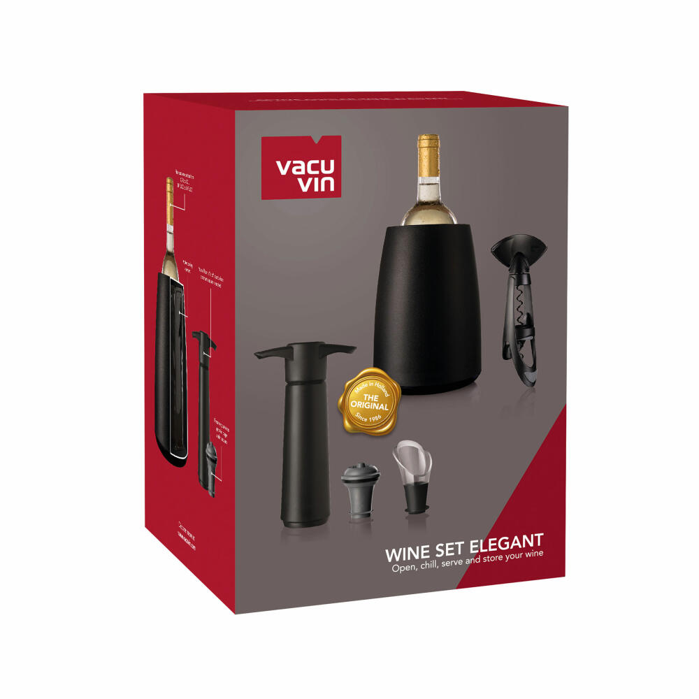 Vacu Vin Gift Set Elegant, 5-piece, wine cooler, bottle opener, vacuum pump, stopper, pourer, 3890660