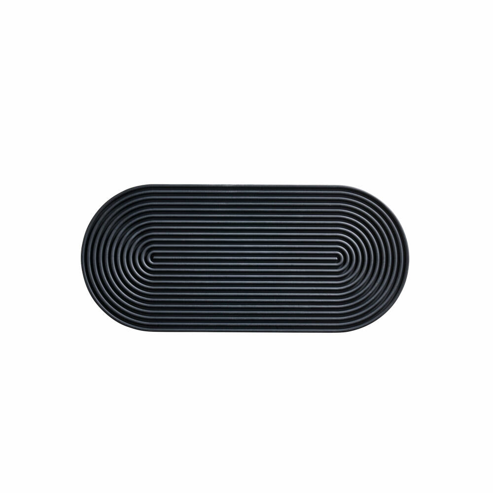 Zone Denmark Cocktail Mat Rocks, Oval, Bar Runner Mat, Drip Mat, Bar Accessories, Silicone, Black, 34 x 15 cm, 13650