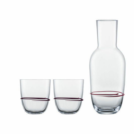 Zwiesel Glas Handmade Drinks Set Aura Aubergine 3-piece, Carafe + 2 Cups, 750 ml, 121691