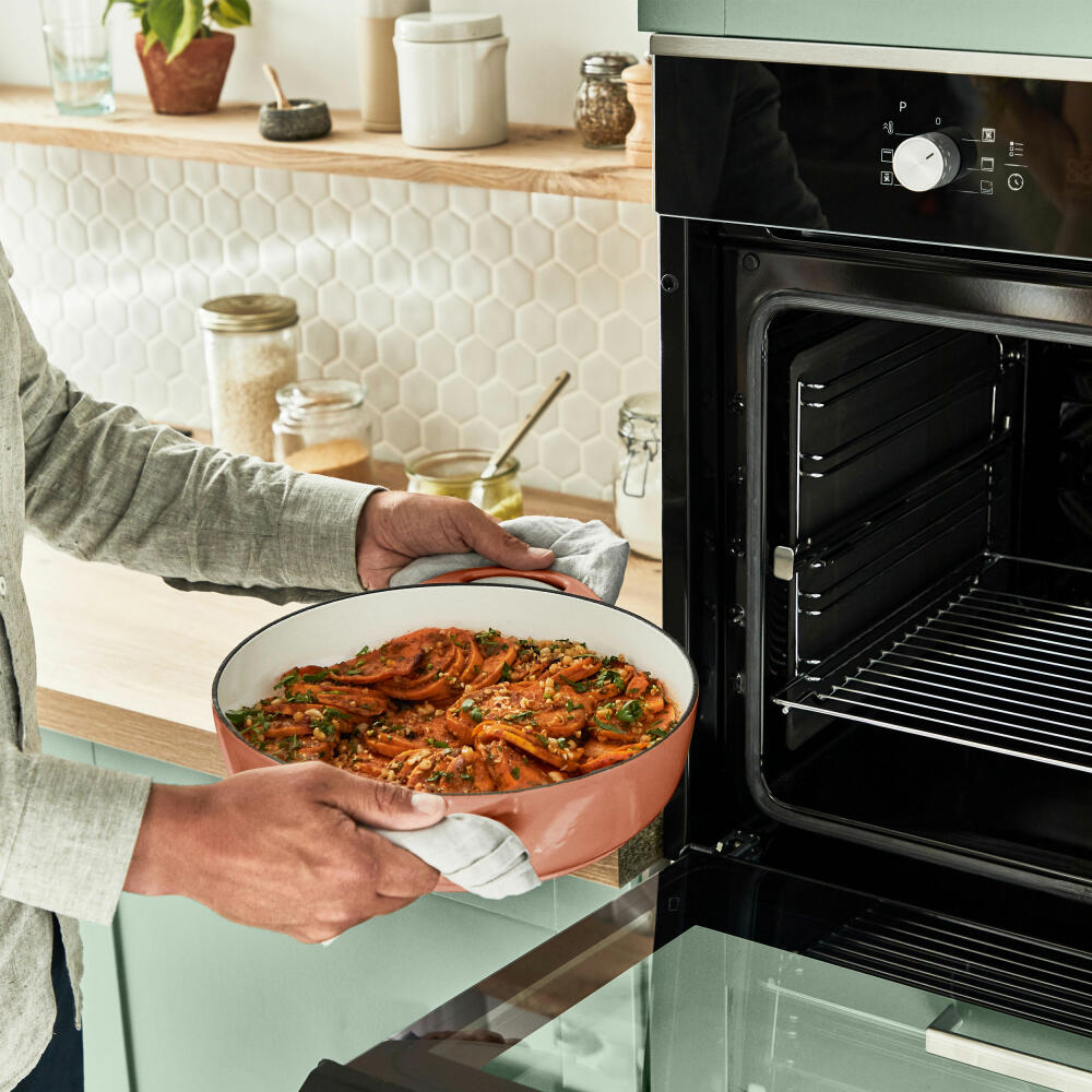 Tefal Lov Servierpfanne, Schmorpfanne, Sauteuse, Induktionsgeeignet, Gusseisen, Terracotta Orange, Ø 28 cm, E26072