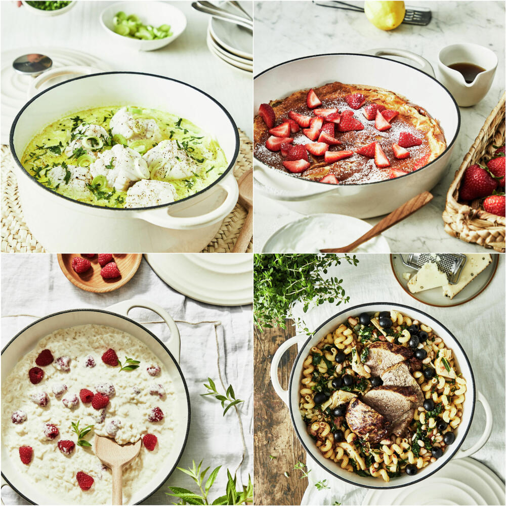 Tefal Lov Kochtopf, Gusseisentopf, Topf, Schmortopf, Induktionsgeeignet, Gusseisen, Beige, Ø 25 cm, E25904