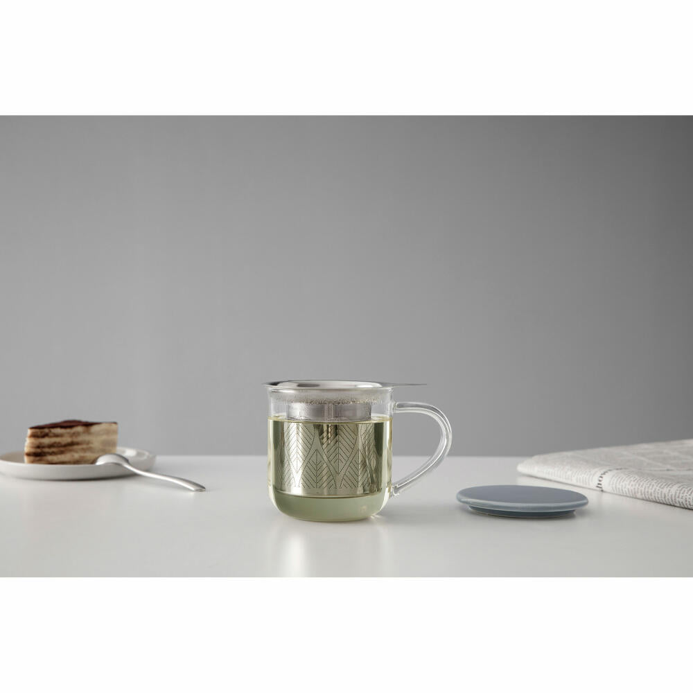 VIVA Minima glass cup Eva, with tea strainer and lid, cup, tea cup, borosilicate glass, light blue, 400 ml, V82763