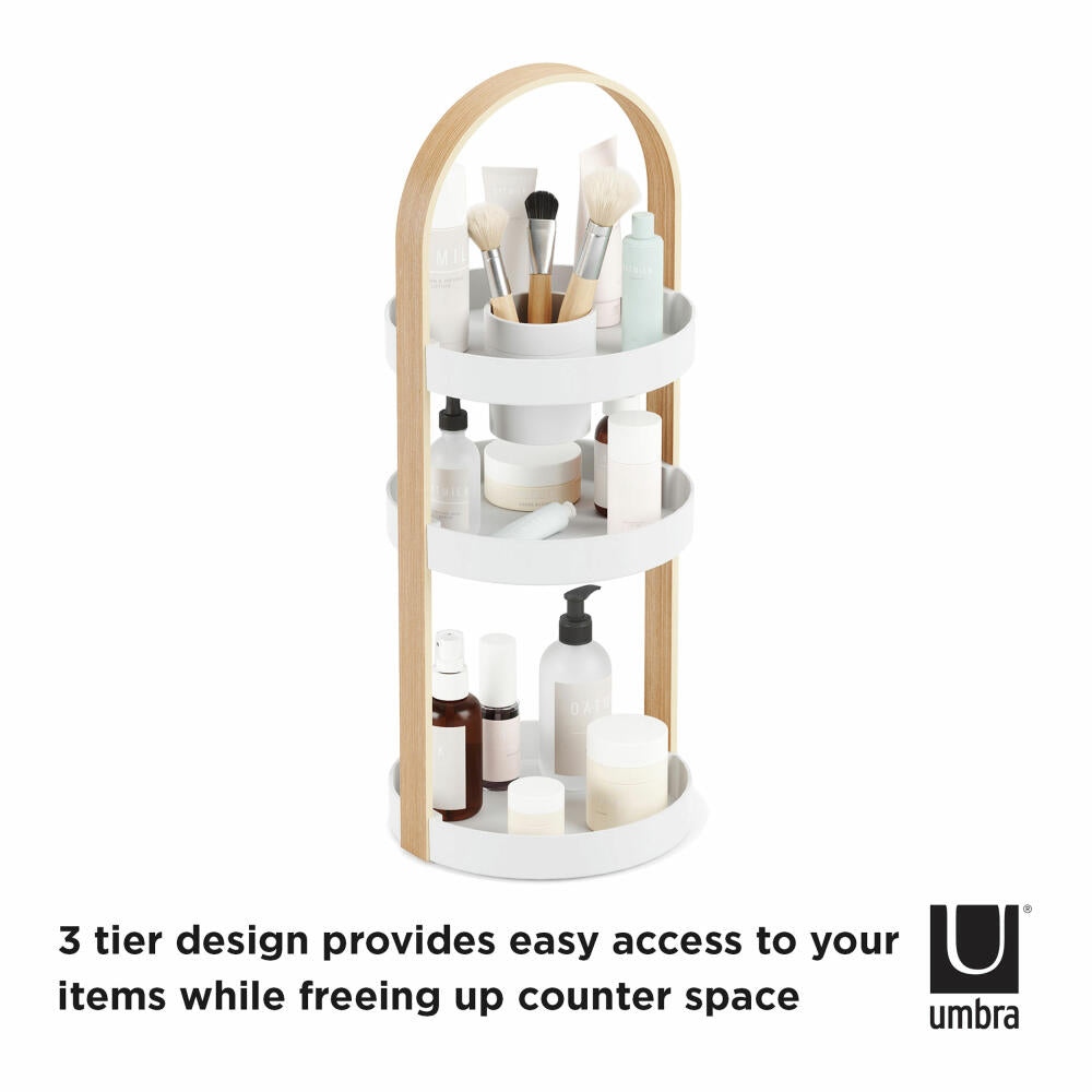 Umbra Organizer Bellwood, Storage for Cosmetics and Make-Up, 3-Tier, White, Natural, 1015098-668