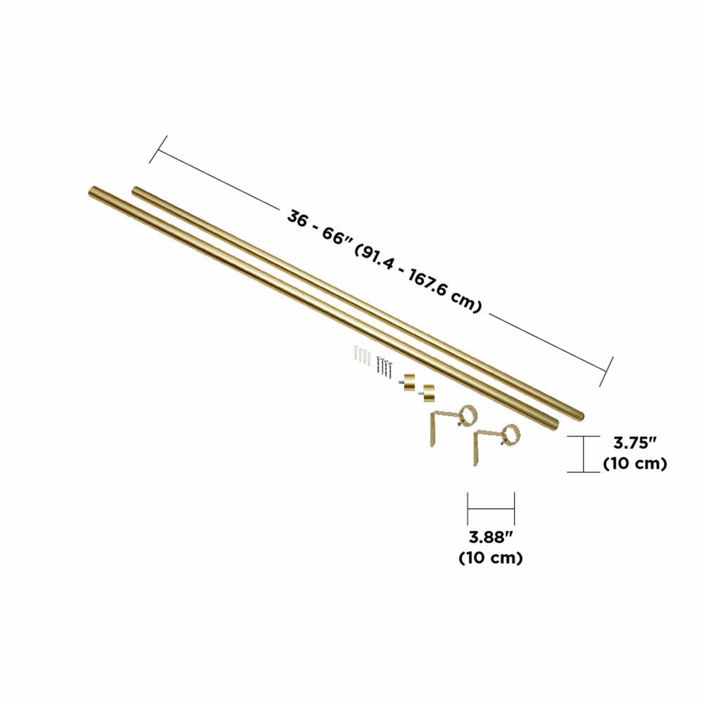 Umbra Teleskop-Gardinenstange Cappa, Vorhangstange mit Halterung und Endstücken, Stahl, Gold, 91-167 cm, 1021409-240