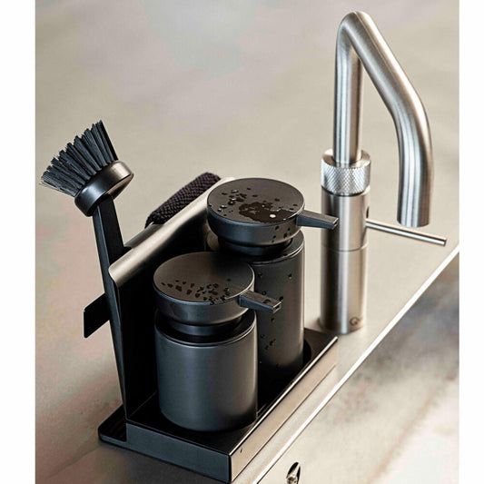 Zone Denmark Geschirrspülset DIISH, 5-tlg., Seifenspender, Spültuch, Spülbürste, Utensilien Halter, Black, 26664