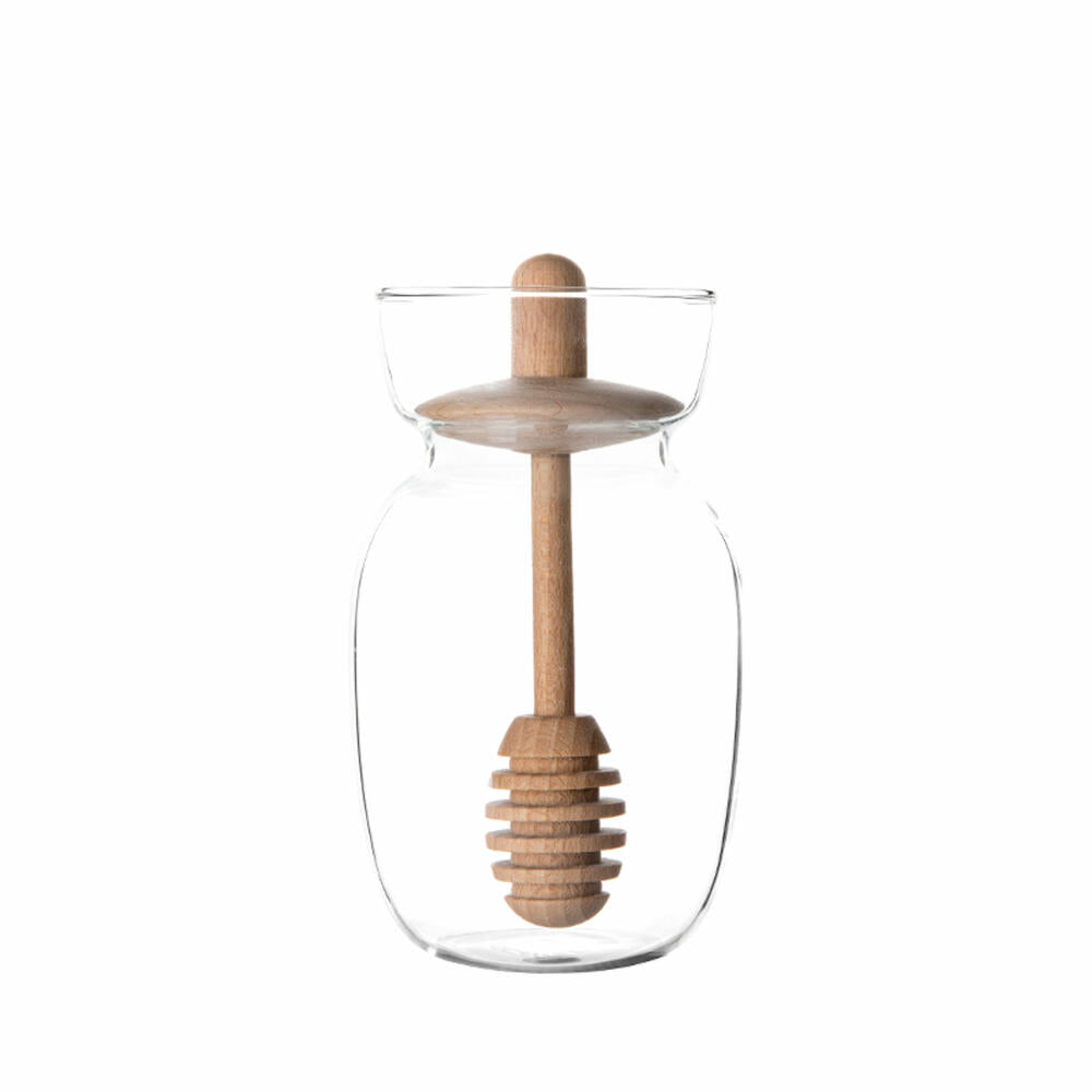 VIVA Minima honey jar, with wooden spoon, storage jar, borosilicate glass, 300 ml, V32400