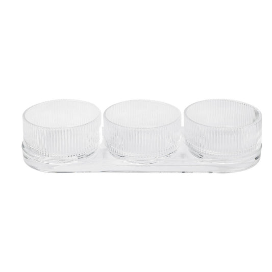 Stelton Tapas Set Pilastro, Schalen mit Servierplatte, Glas, Transparent, X-512