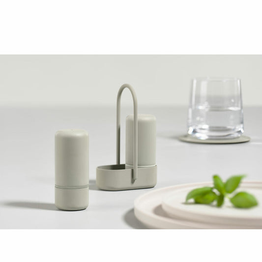 Zone Denmark Salz-Pfefferset Singles, 3-tlg., Menage, Salzstreuer, Pfefferstreuer, ABS / Metall, Warm Grey, 10544