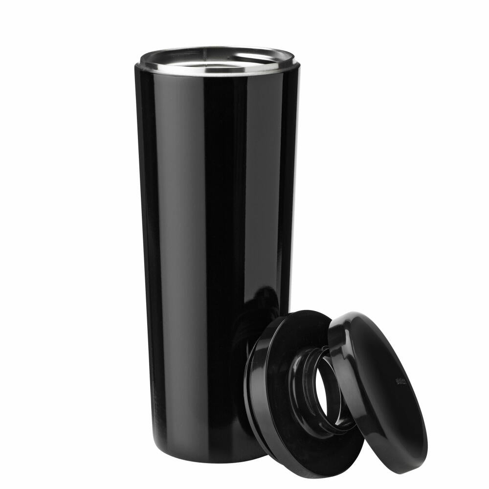 Stelton Isolierflasche Carrie Black, Trinkflasche, Edelstahl, Kunststoff, Schwarz, 500 ml, 360