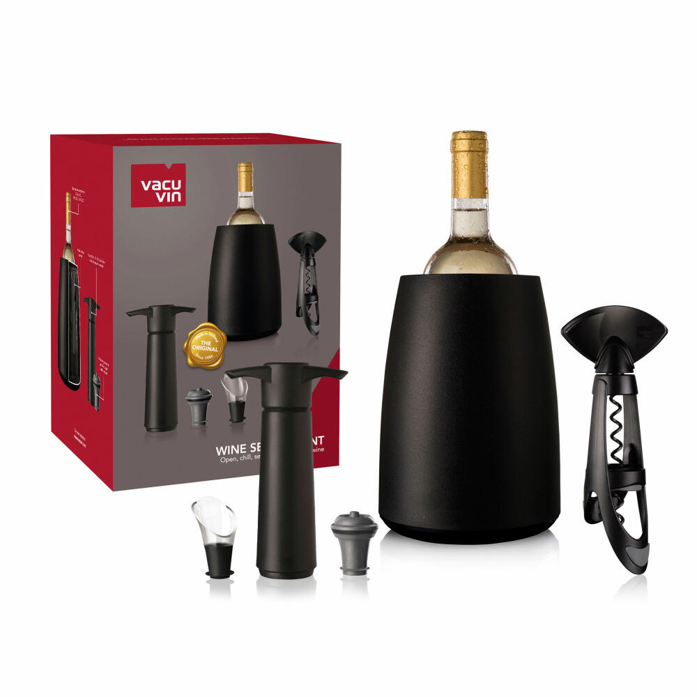 Vacu Vin Gift Set Elegant, 5-piece, wine cooler, bottle opener, vacuum pump, stopper, pourer, 3890660