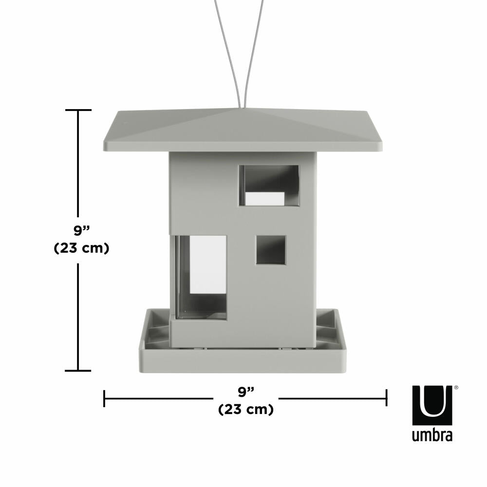 Umbra Vogelhaus Bird Cafe, Vogelfutterspender, Kunststoff, Grau, 23 cm, 1018220-918