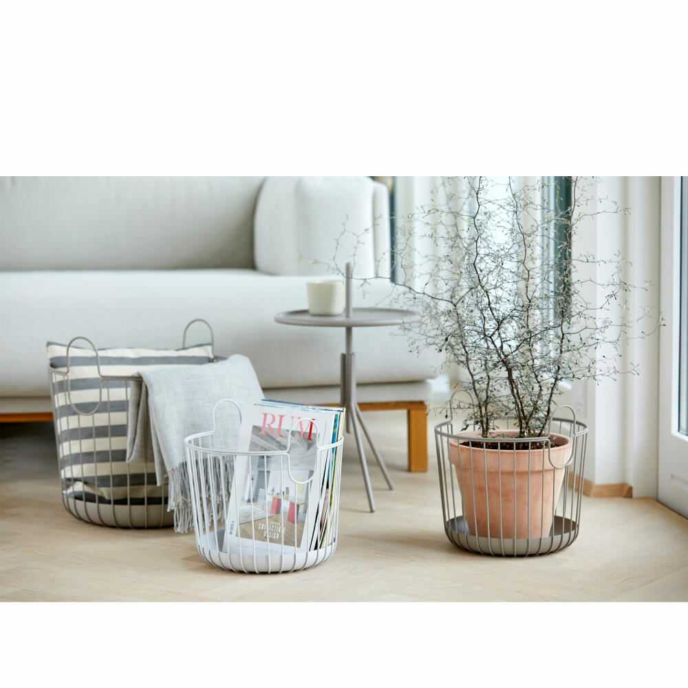 Zone Denmark basket Inu, metal basket, laundry basket, decorative basket, planter, metal, soft grey, Ø 30 cm, 10569