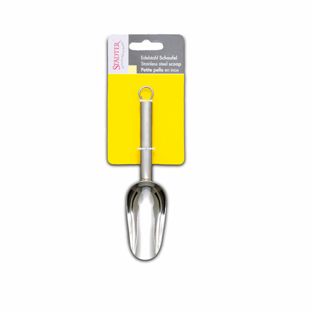 Städter shovel half-round, flour shovel, sugar shovel, spice shovel, sugar, flour, stainless steel, 15.5 cm, 509108