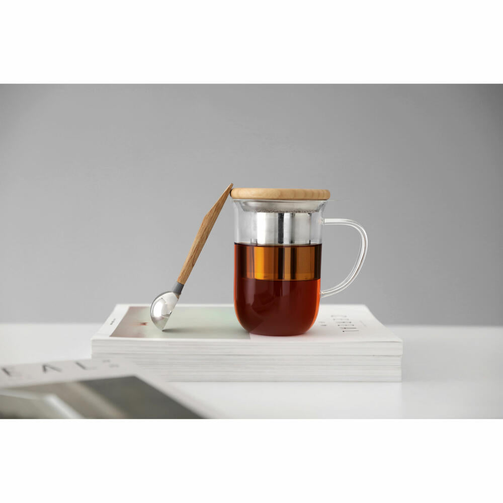 VIVA Minima glass mug Balance with wooden lid, tea mug, cup, borosilicate glass, 500 ml, V71400