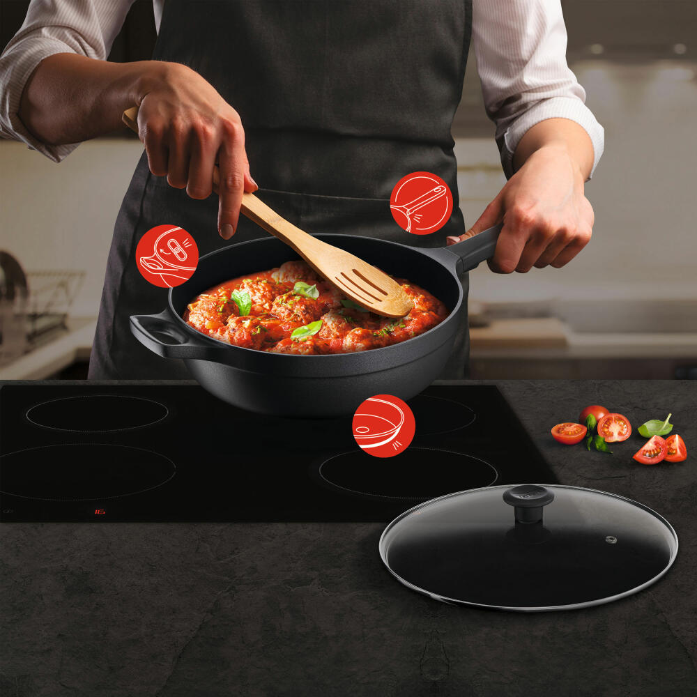 Tefal Trattoria Pro Schmorpfanne, Pfanne, Induktionsgeeignet, Aluguss, Ø 28 cm, G61237