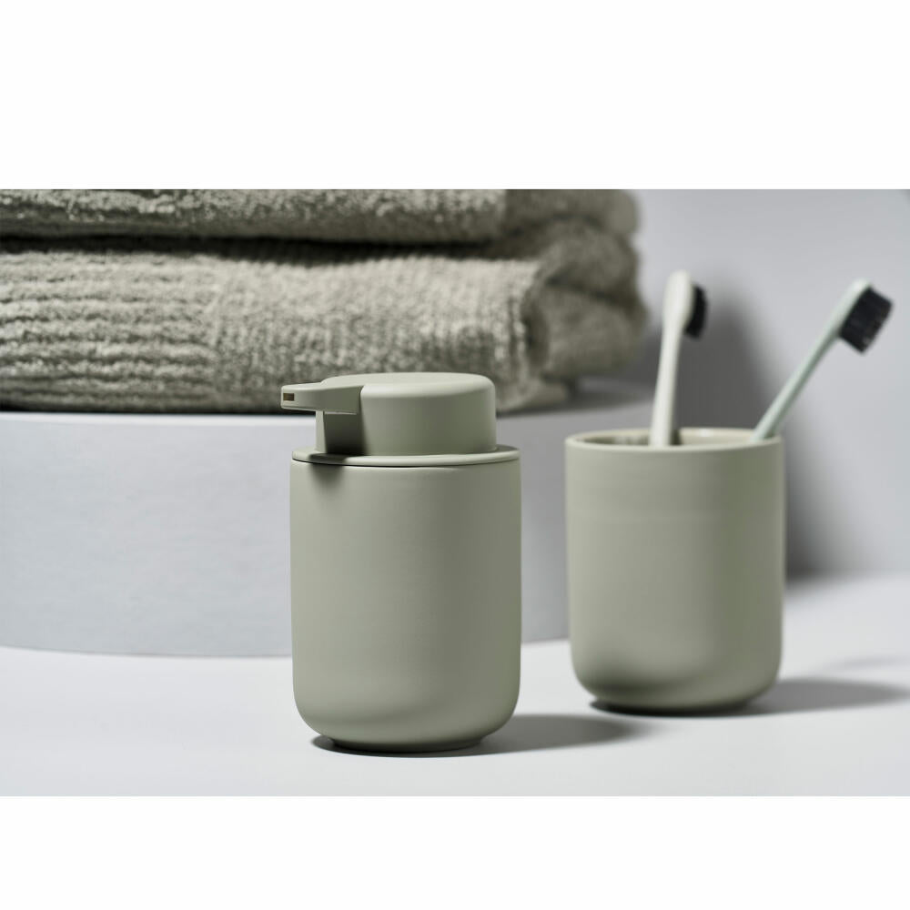 Zone Denmark toothbrush cup Ume, toothbrush cup, stoneware, eucalyptus, H 10.3 cm, 331856