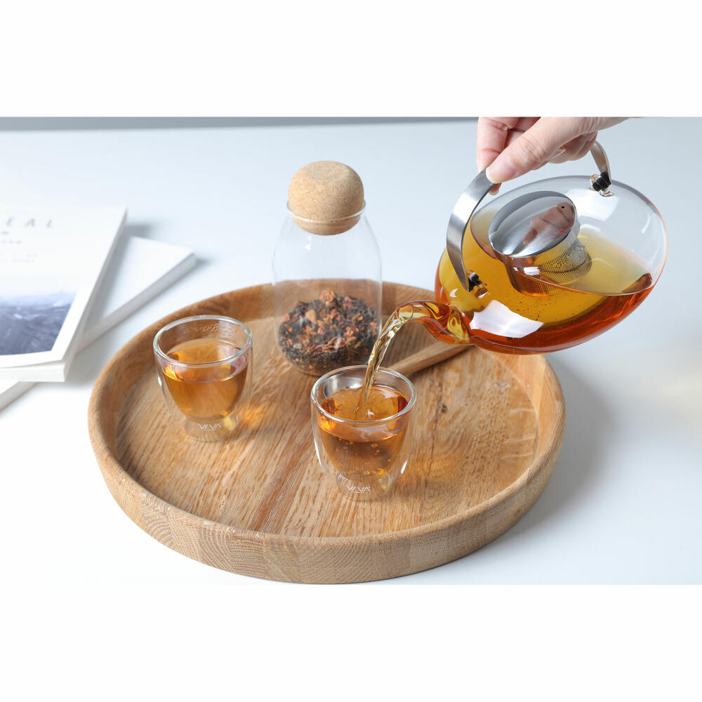 VIVA Infusion glass teapot flat with strainer insert, tea pot, glass pot, borosilicate glass, 550 ml, V70500
