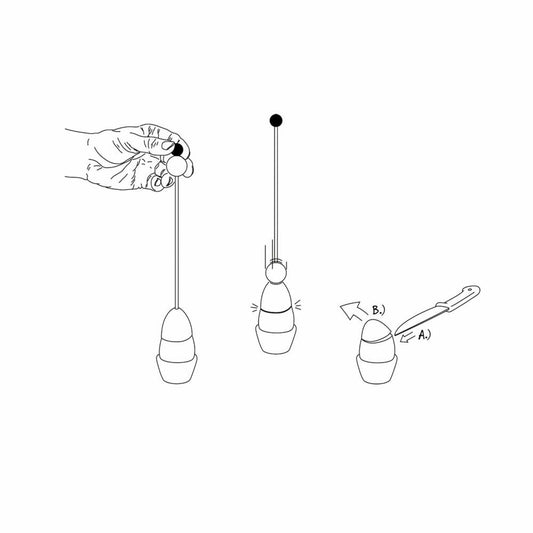 Take2 Clack Klassik Eierschalensollbruchstellenverursacher, Eierköpfer, Eieröffner, Eierknacker, Silikonkugel Schwarz, 99001