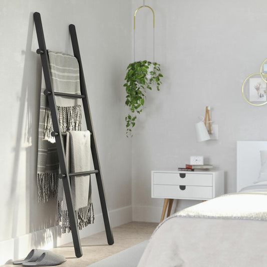 Umbra Clothes Ladder Leana, Towel Ladder, Clothes Rack, Poplar Wood, Black, 152 cm, 1017445-040