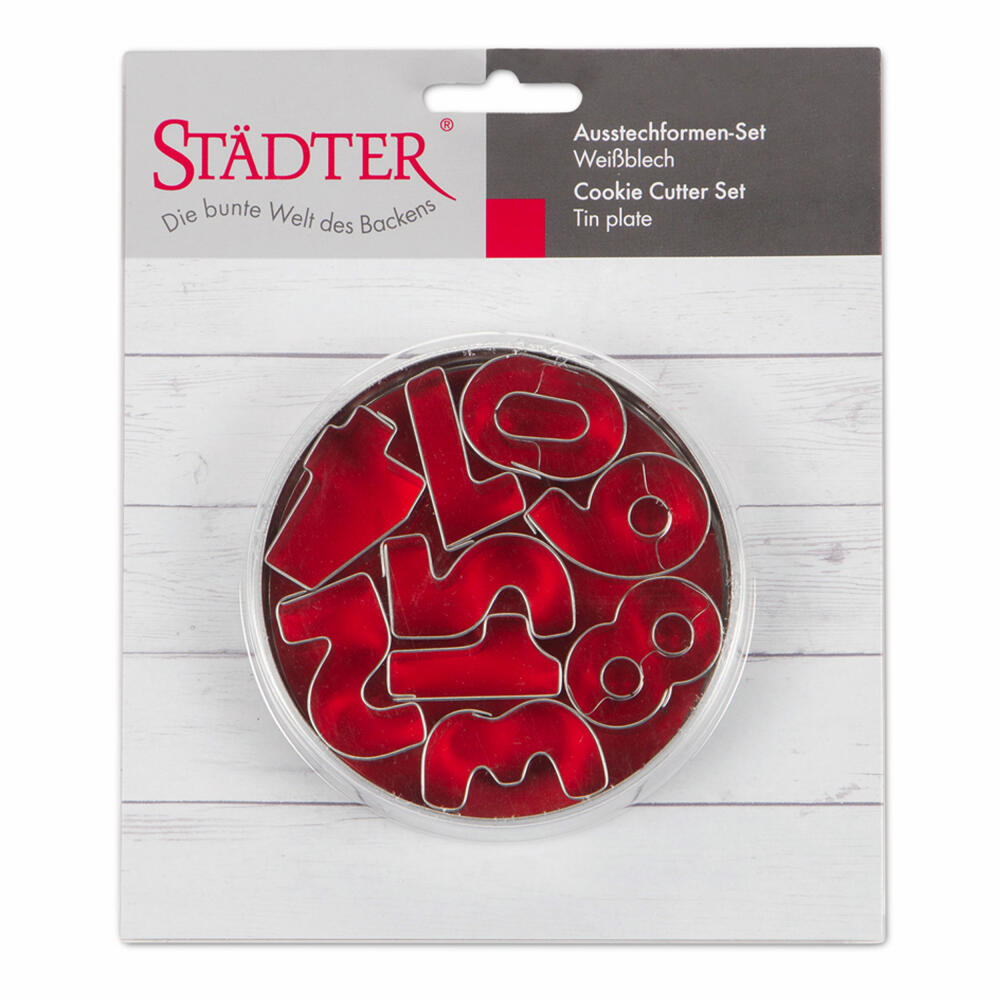 Städter number cutter set, 9 pcs., cookie cutter, cookie mold, biscuit, cookies, tinplate, 3.5 cm, 023116