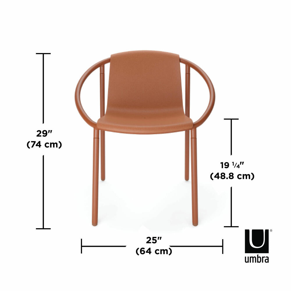 Umbra Stuhl Ringo, Esszimmerstuhl,Terassenstuhl, Stahl, Kunststoff, Terrakotta Braun, 55 x 64 x 74 cm, 1018223-1258