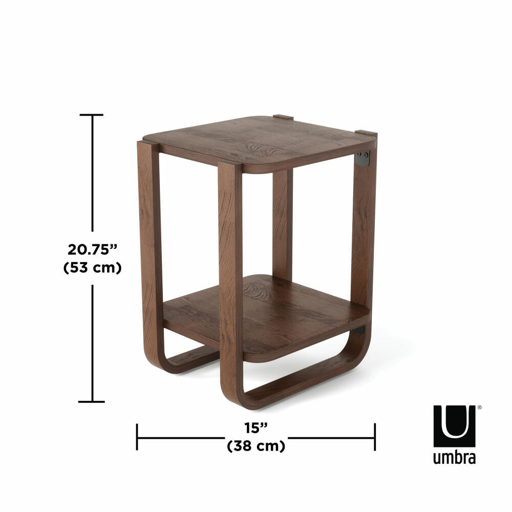 Umbra Beistelltisch Bellwood, Couchtisch, Nachttisch, Eschenholz, Walnuss Antik, 42 x 38 x 53 cm, 1017426-746