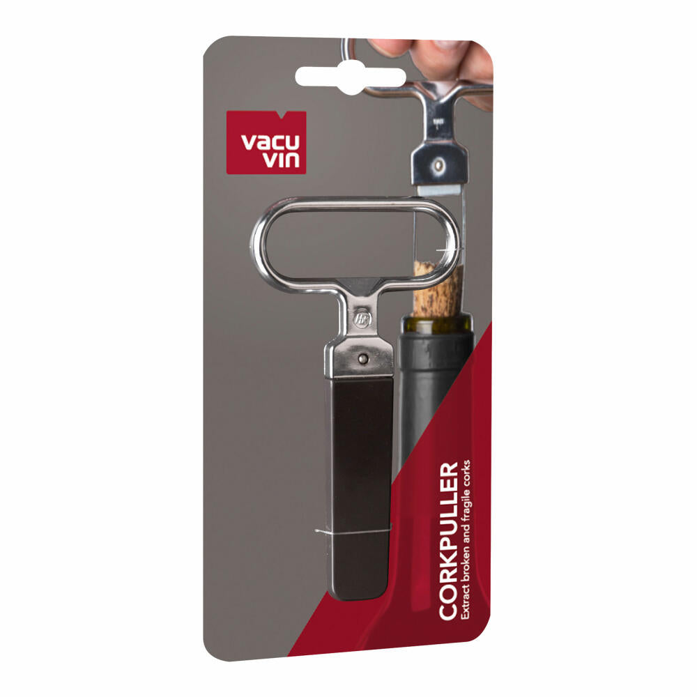 Vacu Vin Universal Corkscrew, Cork Remover, Travel Corkscrew, Plastic, Stainless Steel, Chrome, Brown, Silver, 68405606