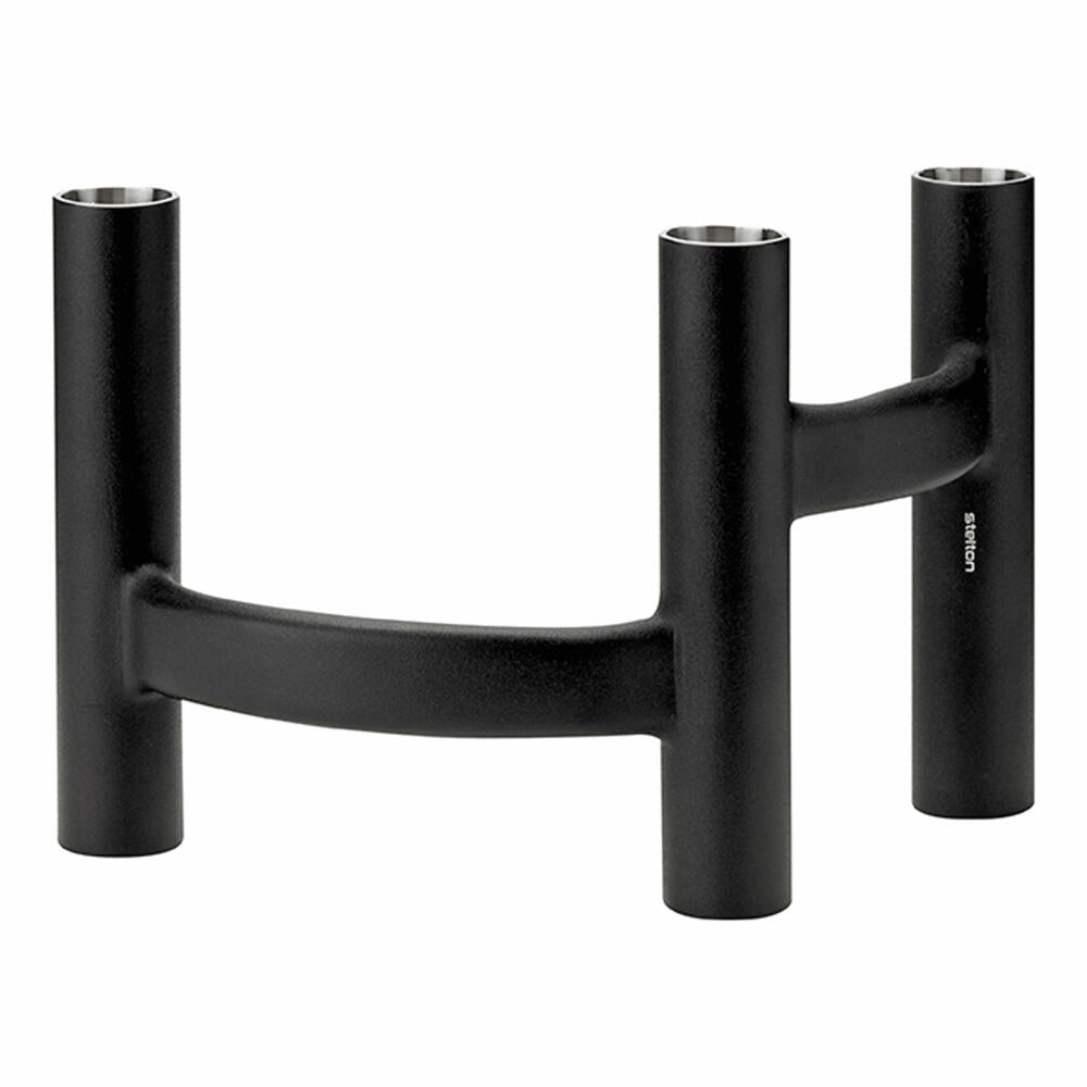 Stelton Kerzenständer Ora dreiarmig, Kerzenleuchter, Kerzenhalter, Edelstahl pulverbeschichtet, Black, 110