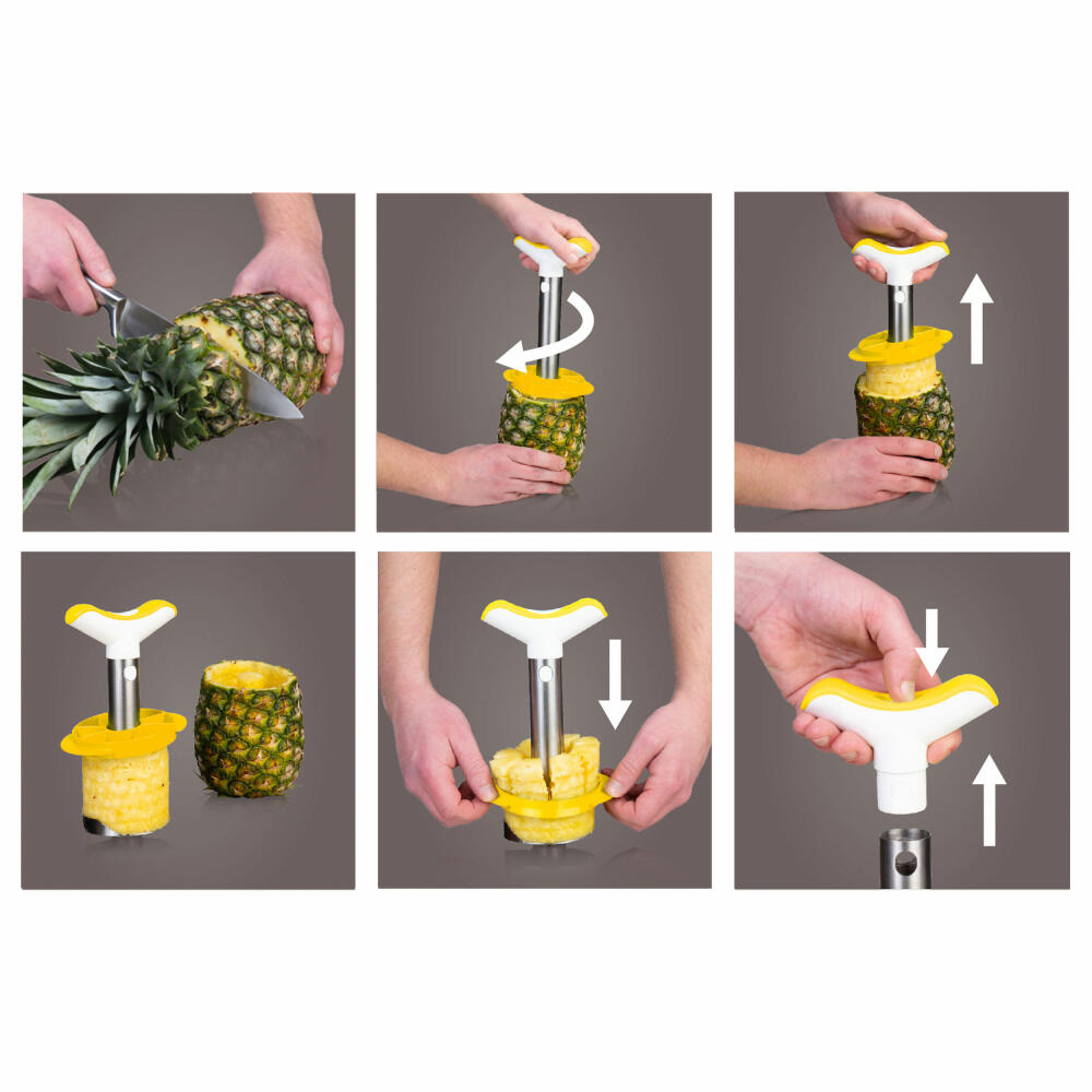 Vacu Vin Pineapple Cutter &amp; Divider, Fruit Cutter for Pineapple, Stainless Steel, White, 4874360