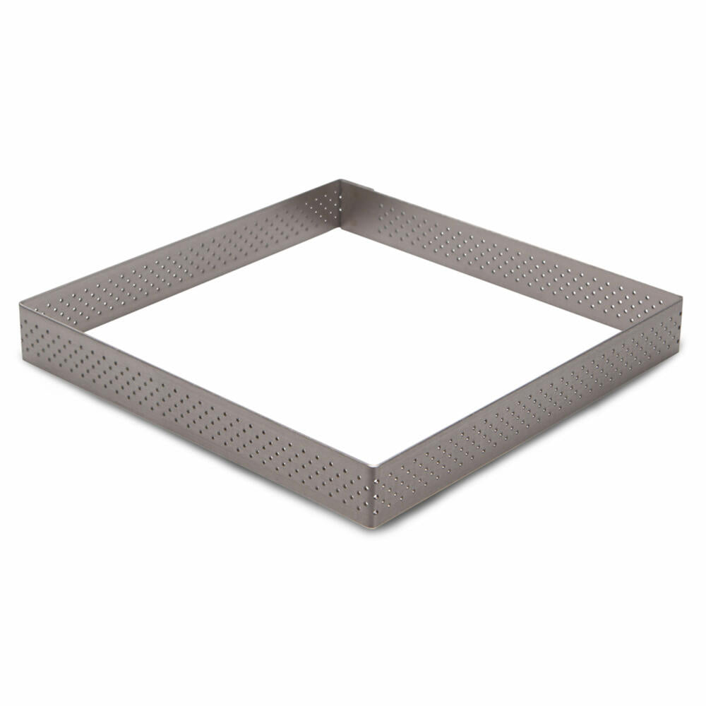 Städter Tart Frame Square, Perforated, Baking Frame, Baking Ring, Baking Pan, Stainless Steel, 15 x 15 cm / H 2 cm, 490628