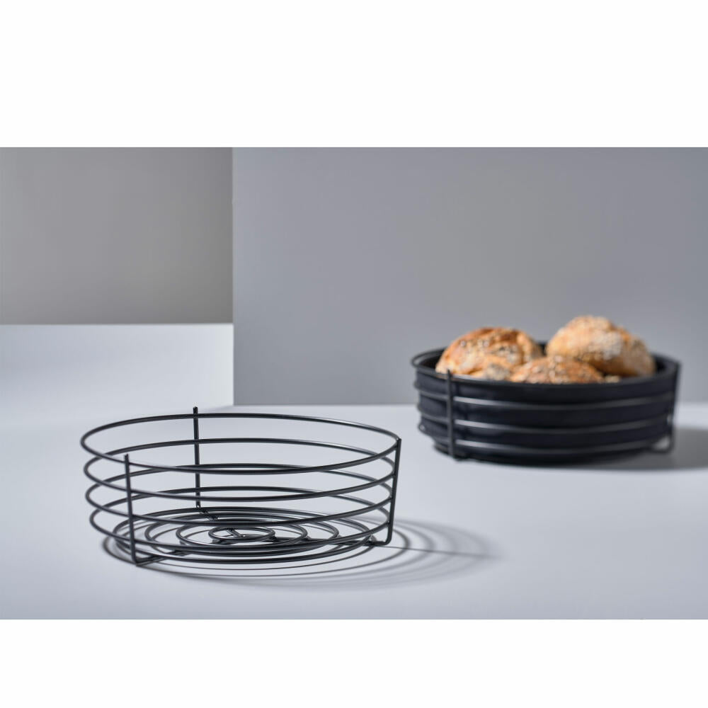 Zone Denmark basket Singles, bread basket, bread roll basket, bread bowl, cotton / metal, black, 330470