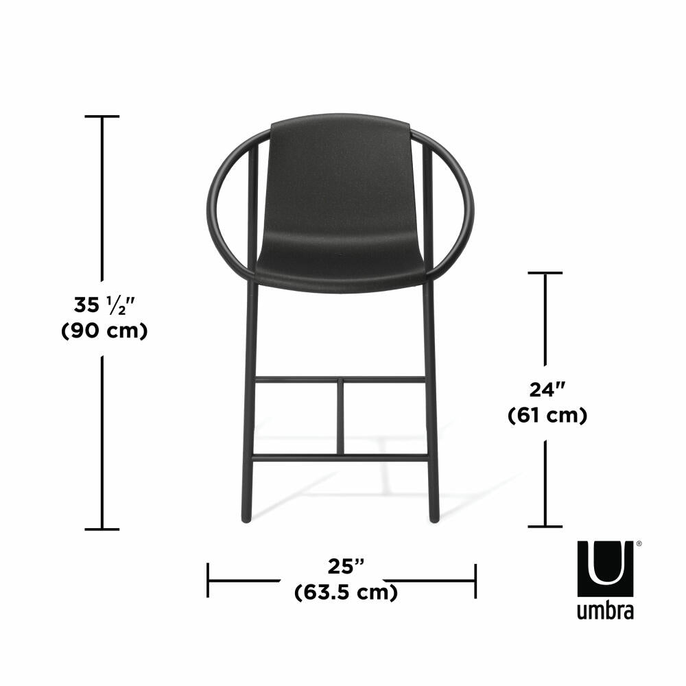 Umbra Barstuhl Ringo, Barhocker, hoher Stuhl, Stahl, Kunststoff, Black, 90 cm, 1020873-040