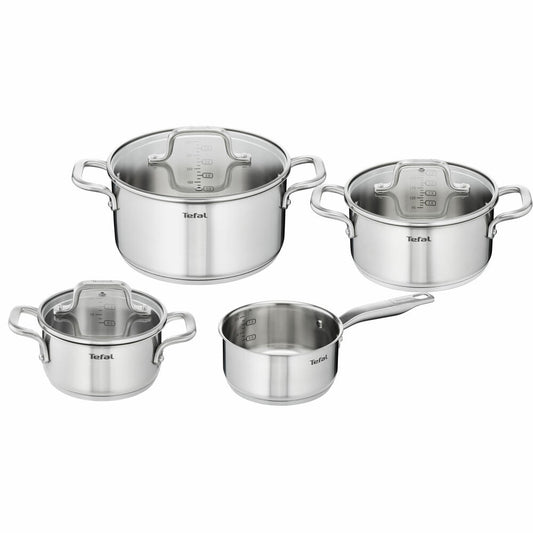 Tefal Virtuoso pot set, 7-piece, cooking pot, pot, saucepan, induction-suitable, stainless steel, E492S7