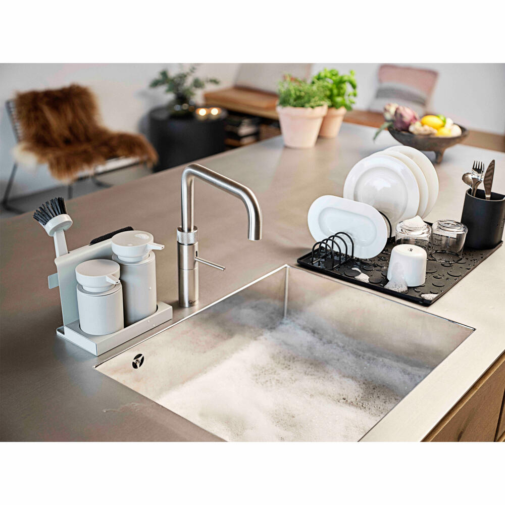 Zone Denmark dishwashing set DIISH, 5-piece, soap dispenser, dishcloth, dish brush, utensil holder, Warm Grey, 26670