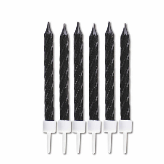 Städter Candles Birthday, 10 pieces, with holder, birthday candles, cake candles, cake, candle, black, 7.5 cm, 910126