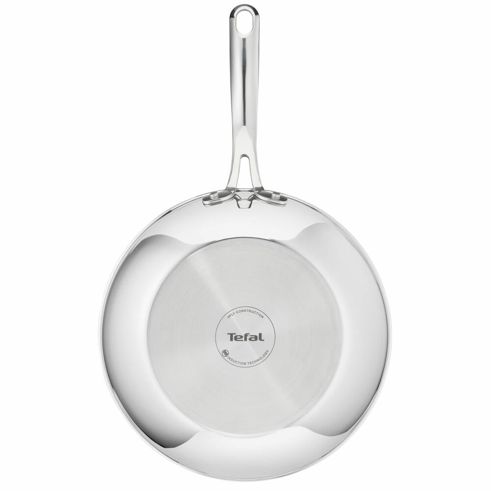 Tefal Eternal Mesh Wok Pan, with Lid, Wok Pan, Induction-Suitable, Stainless Steel, Ø 28 cm, E49716