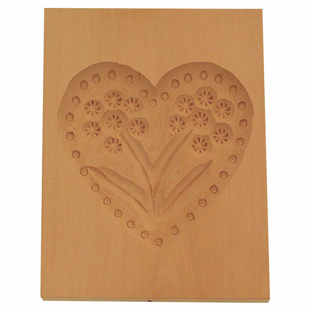 Städter Spekulatius-Model Heart, Wooden Embossing Mold, Cookie Mold, Spekulatius Mold, Wood, 9 x 12 cm, 842106