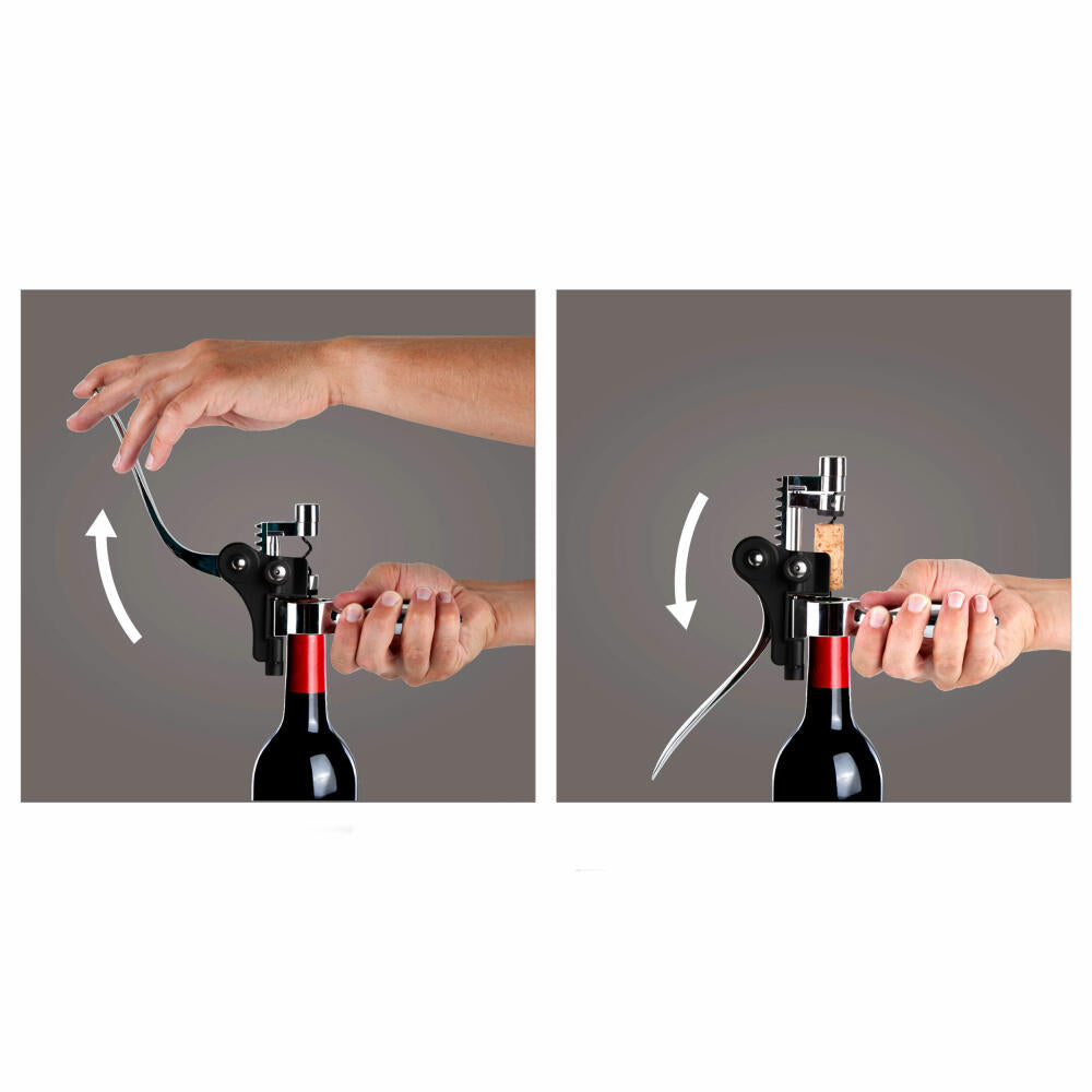 Vacu Vin lever corkscrew horizontal, lever corkscrew, wine opener, bottle opener, black, 66514606