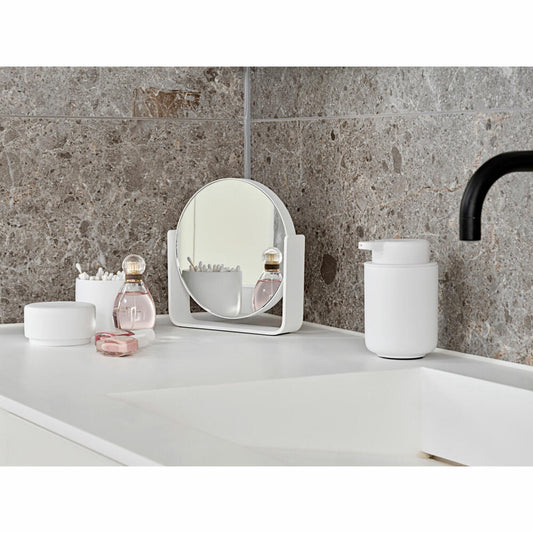Zone Denmark Tischspiegel Ume, Kosmetikspiegel, Spiegel, 5-fach Vergrößerung, Aluminium Lackiert / Glas, White, 28223