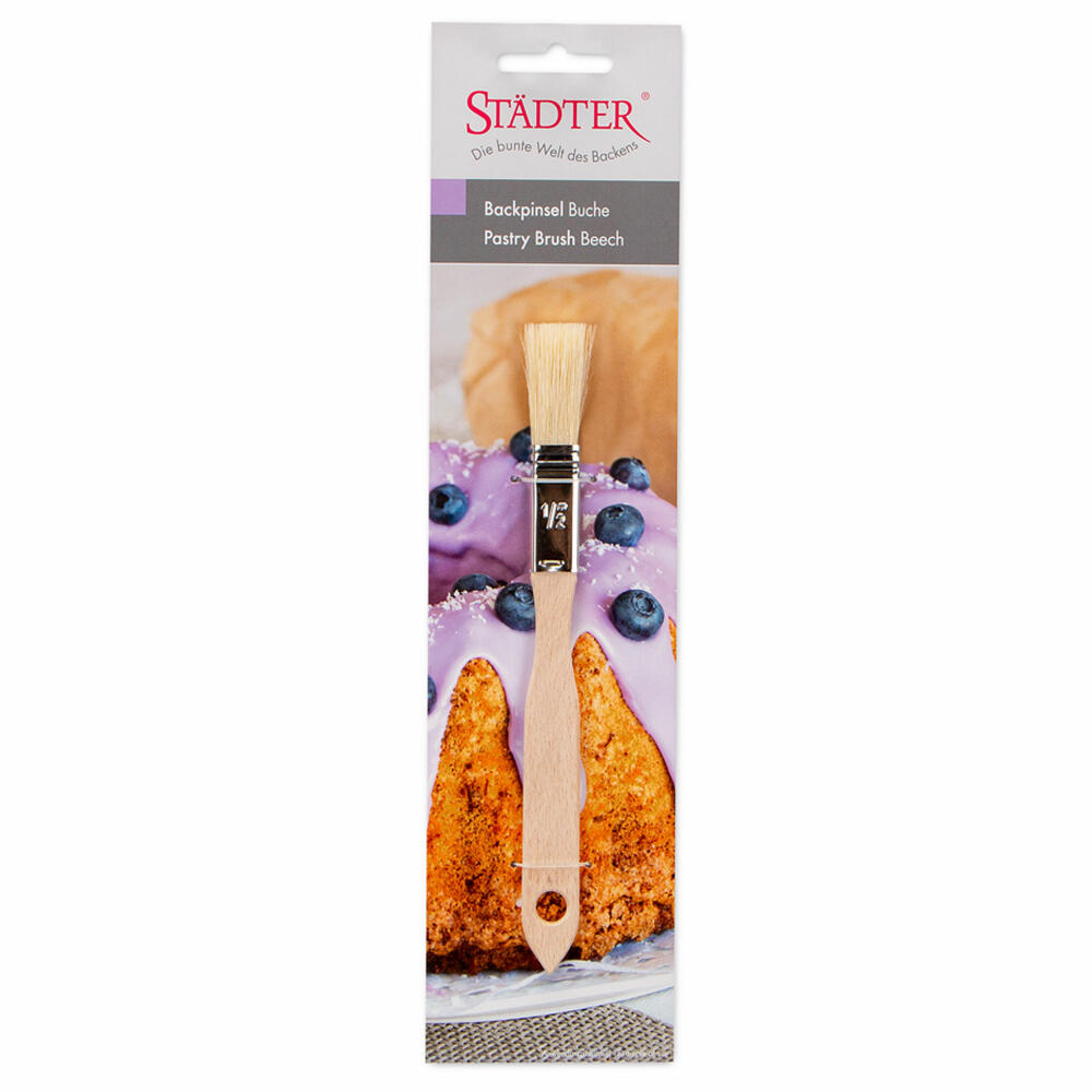 Städter baking brush, kitchen brush, cooking brush, roasting brush, natural bristles, width 1.5 cm, 505018