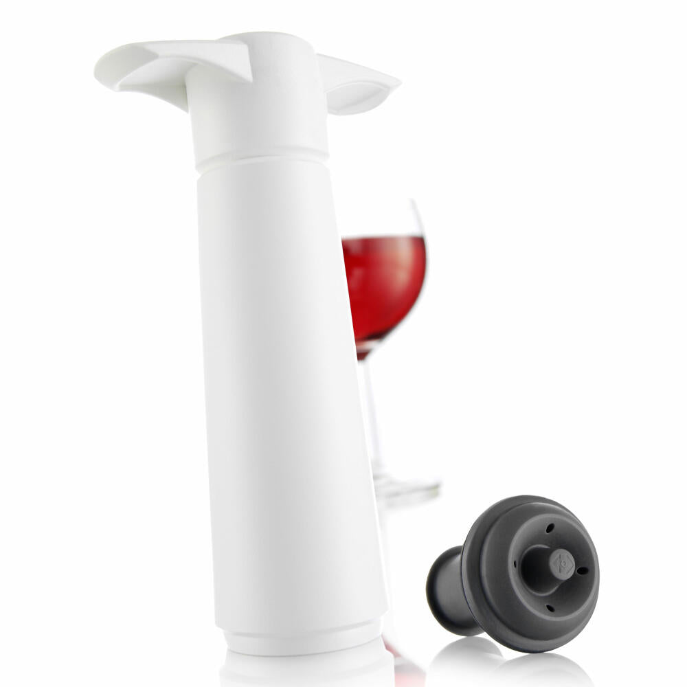 Vacu Vin Wine Pump White with Stopper, Wine Saver, Vacuum Pump, Plastic, Stainless Steel, White, Gray, 08542606