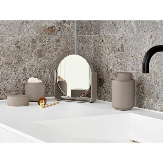 Zone Denmark Tischspiegel Ume, Kosmetikspiegel, Spiegel, 5-fach Vergrößerung, Aluminium Lackiert / Glas, Taupe, 28228